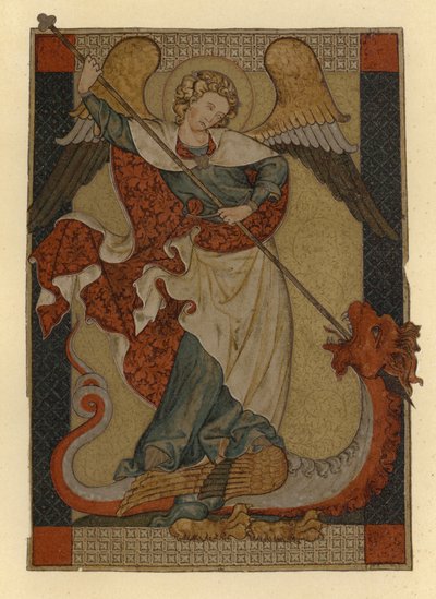 St Michael the Archangel Defeating Satan Depicted as a Dragon by German School