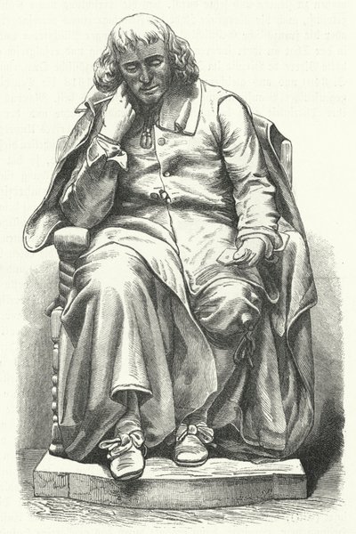 Statue of Dutch philosopher Baruch Spinoza in the Hague (engraving) by German School