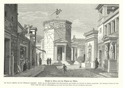 Street and the Tower of the Winds in Athens, Ancient Greece by German School