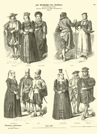 Swiss Costumes, Mid 17th Century by German School