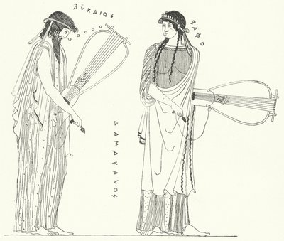 The Ancient Greek Poet Alcaeus and His Lover Sappho (engraving) by German School