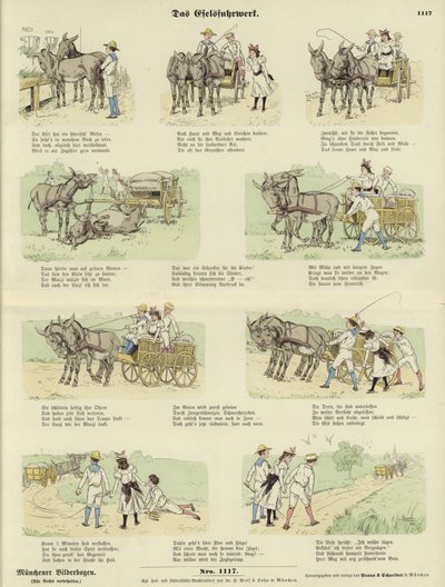 The Donkey Cart by German School