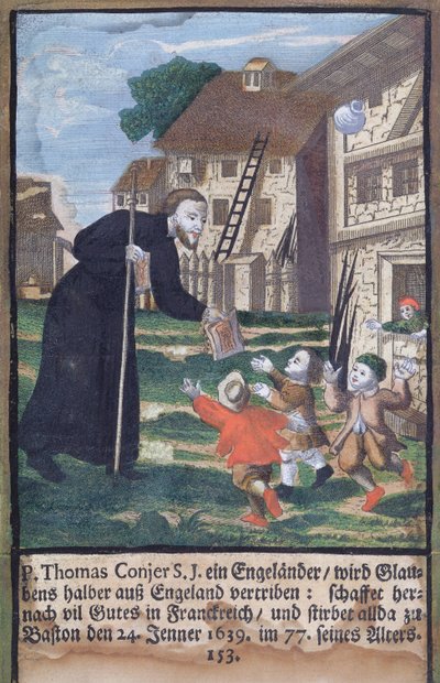 The Father Jesuit Thomas Conjer Evangelising France, from The Jesuits Martyrology, 1688 by German School