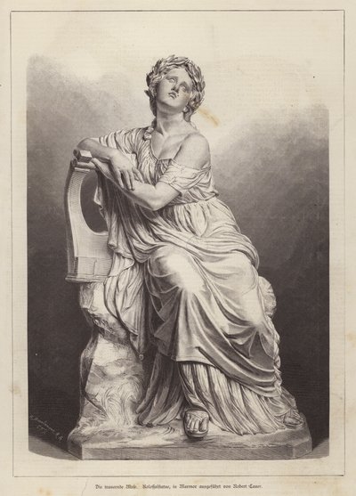 The Grieving Muse, marble statue by German sculptor Robert Cauer the Elder by German School