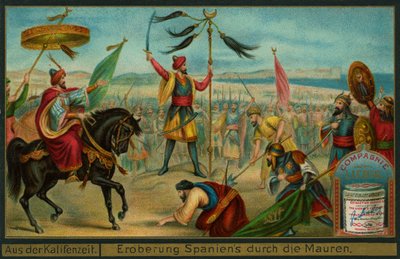 The Moors Conquer Spain, 711, Liebig Card by German School