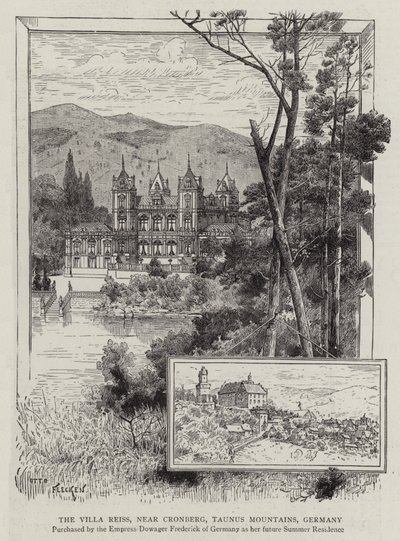 The Villa Reiss, Near Cronberg, Taunus Mountains, Germany (engraving) by German School