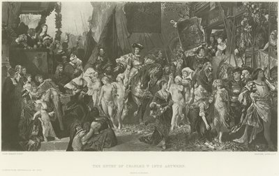 The entry of Charles V into Antwerp (engraving) by German School
