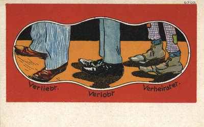 The stages of love in shoes by German School
