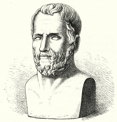 Theophrastus, Ancient Greek Philosopher (engraving) by German School