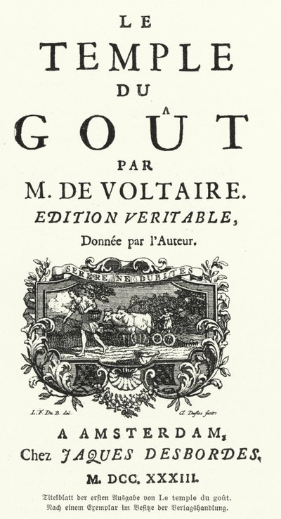 Title page of the first edition of Voltaire