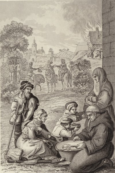 Travelling people on the road by German School