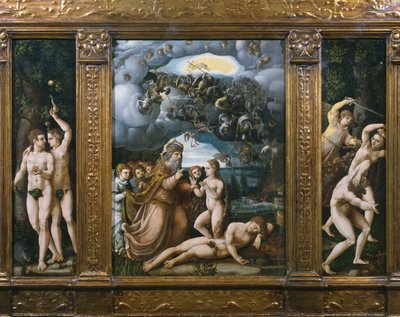 Triptych of the Creation, Adam and Eve, Creation of Eve, Expulsion from Paradise by German School