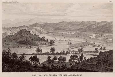 Valley of Olympia, Greece, before archaeological excavations by German School