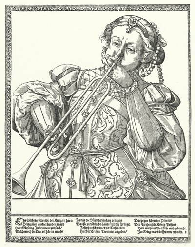 Woman Playing a Trombone or Sackbut by German School