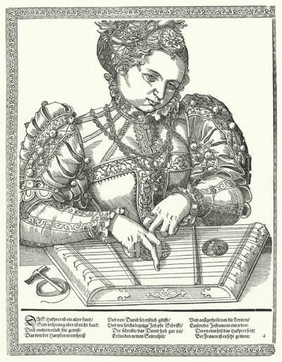 Woman Playing a Zither by German School