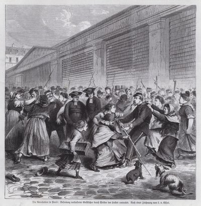 Women of the market of Les Halles freeing members of the clergy from captivity, Paris Commune by German School