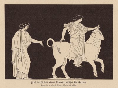 Zeus, in the form of a bull, abducting Europa by German School
