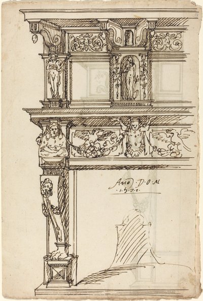 Palatial Mantelpiece with Mercury and Hope [recto] by German or Austrian 16th Century