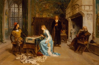 Fernando and Iolanda Playing Chess by Gerolamo Induno