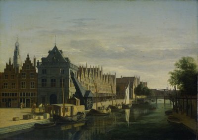 The Weighing House and Crane on the Spaarne, Haarlem by Gerrit Berckheyde