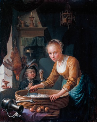 Girl Chopping Onions by Gerrit Dou