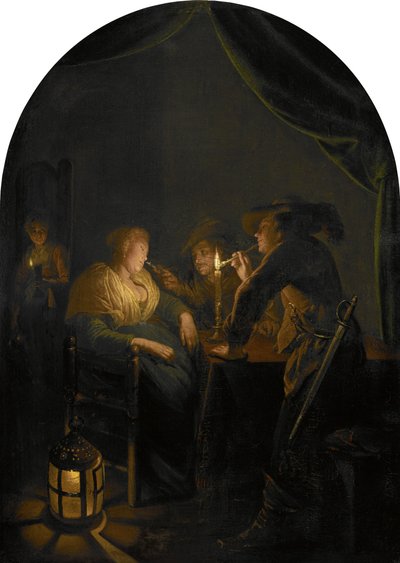 Sleeping Woman Teased by Two Soldiers by Gerrit Dou