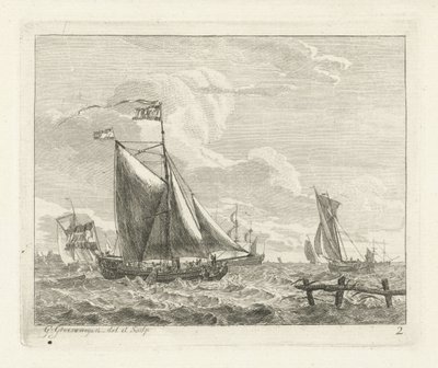 Eight Sailing Ships on Rough Water (Seascapes with Ships series) by Gerrit Groenewegen