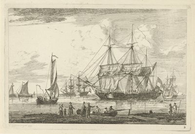 Two Three-Masters and Other Ships (Various Ships) by Gerrit Groenewegen
