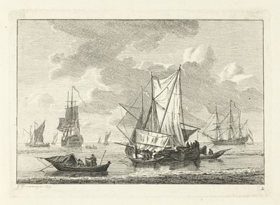 Seascape with Various Ships by Gerrit Groenewegen