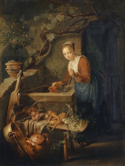 Kitchen Maid at the Well by Gerrit Dou