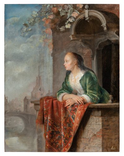 Young Lady on a Balcony by Gerrit Dou