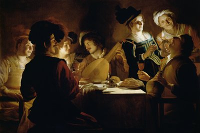 A Feast with a Lute Player by Gerrit van Honthorst