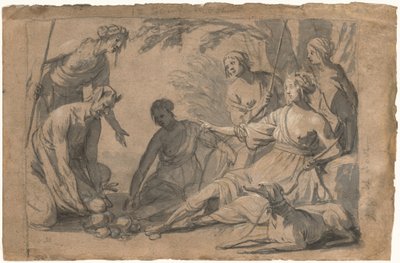 Diana and Four Nymphs Receiving Gifts from a Satyr by Gerrit van Honthorst