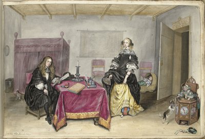 Sijbrant Schellinger and Jenneken ter Borch with Two Children in an Interior by Gesina ter Borch (signed by artist)