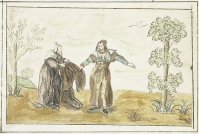 Hermit Giving a Lady His Cloak by Gesina ter Borch