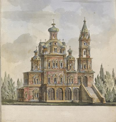 Project for the Church of the Dormition of the Theotokos at the Pokrovka Street in Moscow by Giacomo Antonio Domenico Quarenghi