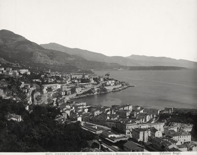 View of Condamine and Montecarlo, two populated towns overlooking the sea. The photograph was taken from Monaco by Giacomo Brogi