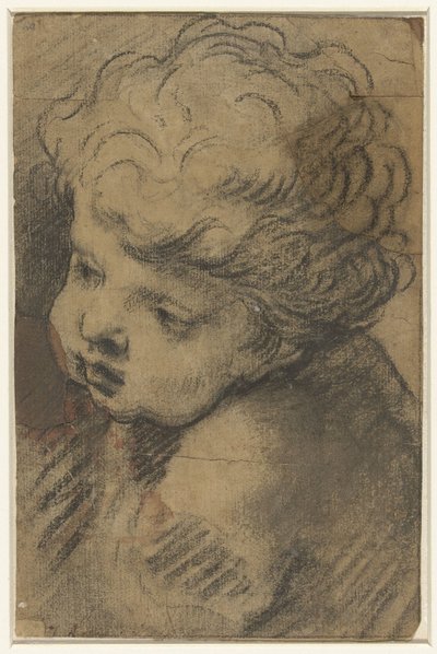 Head of a Putto by Giacomo Cavedone (attributed to)