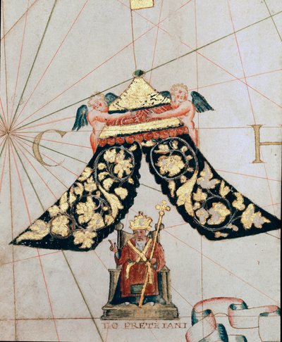 Representation of Priest John, ruler of a Christian kingdom located towards Ethiopia (Detail) by Giacomo Maggiolo