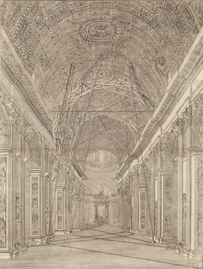 Scaffolding Erected for the Restoration of the Vault in St. Peter