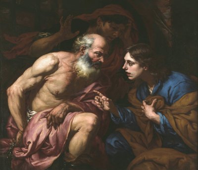 Joseph interpreting the dreams of the baker and the butler, by Giovan Battista Langetti (1635-1676). Oil on canvas, Between 1660 and 1670. Dimension: 109x126 cm. Muzeul National Brukenthal, Sibiu by Giambattista Langetti