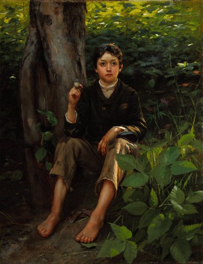 His First Smoke 1878 by Gilbert Gaul