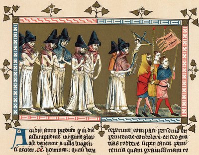 Flagellants or Brothers of the Cross in Doornik in 1349 by Gilles Le Muisit
