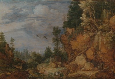 Rocky Landscape with Deer and Goats by Gillis Claesz de Hondecoeter