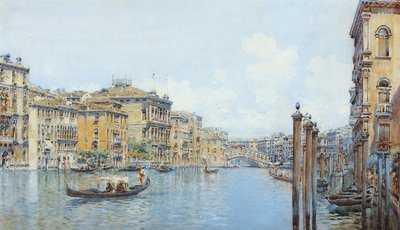 The Grand Canal with a View of Palace Papadopoli before the Rialto Bridge by Gino de Colle