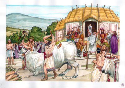Ancient Rome: Sacrifice Ceremony at the Temple of Jupiter on Mount Albain by Giorgio Albertini