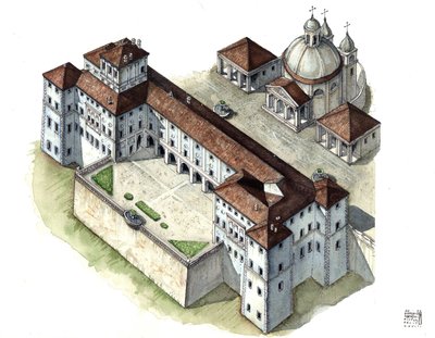 Baroque Art: Aerial View of the Chigi Palace in Ariccia, Lazio, 17th Century, Italy by Giorgio Albertini