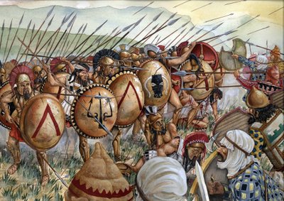 Battle of Thermopylae: Spartan army led by Leonidas I against the Persians, 480 BC. by Giorgio Albertini