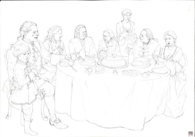 Daily Life: Family of the Nobility During a Sumptuous Meal by Giorgio Albertini