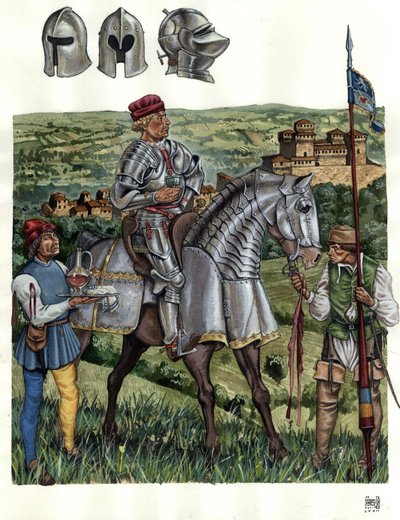 Middle Ages: portrait of condottiero of central Italy in the 15th century. by Giorgio Albertini